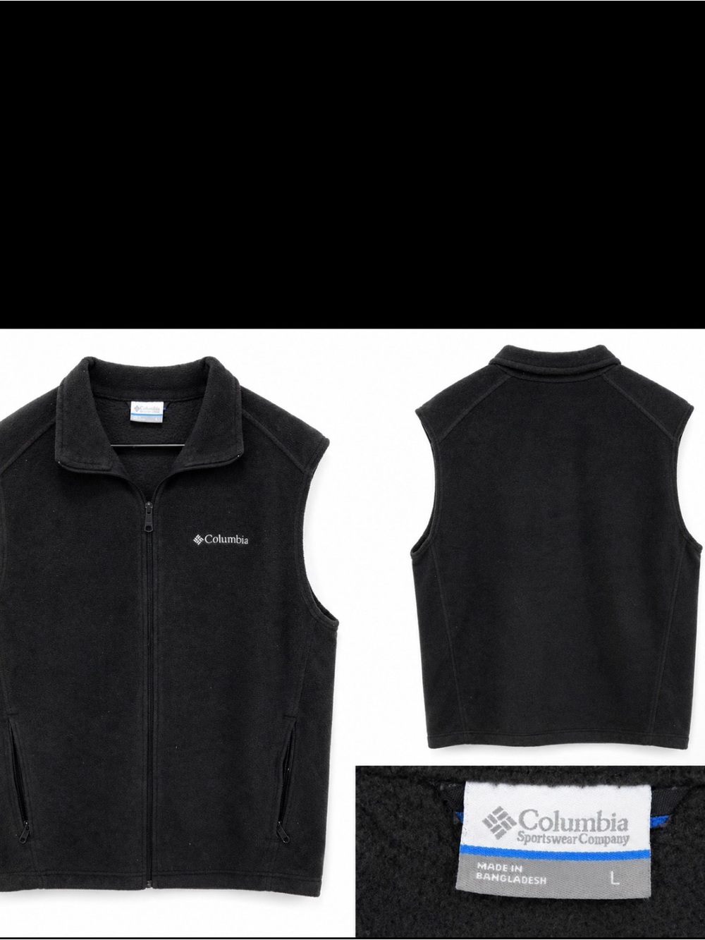Columbia Black Full-Zip Fleece Vest
